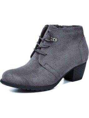 Stylish Women's Lace-Up Ankle Boots, Round Toe Low Heel Dress Booties with
